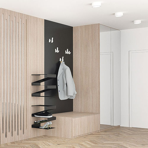 Scaffale per scarpe contemporaneo - ZAG  - 3S design - a muro / in acciaio con rivestimento a polvere / in rovere
