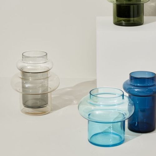 Vaso contemporaneo - Inception - Hübsch A/S - in vetro / fatto a mano / grigio