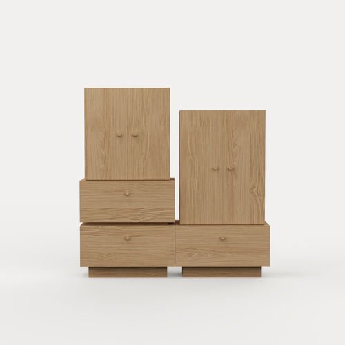 Armadio contemporaneo - Studio H&K B.V. - in rovere / con ante battenti / a cassetti