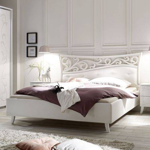 Letto matrimoniale - SOLER - LC spa - classico / con testiera imbottita / in pelle