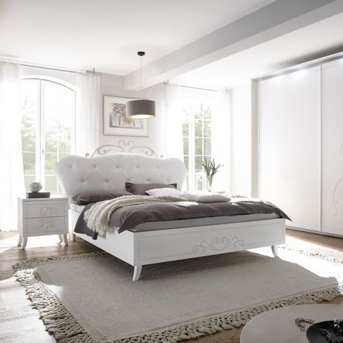 Letto matrimoniale - NIVEA - LC spa - in stile / con testiera imbottita / in rovere