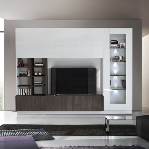 Parete attrezzata TV contemporaneo - LINE - LC spa - in rovere