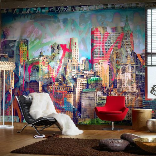 Carta da parati design originale - GRAFFITI CITY - Mr Perswall - in tessuto non tessuto / panoramica / con motivo urbano