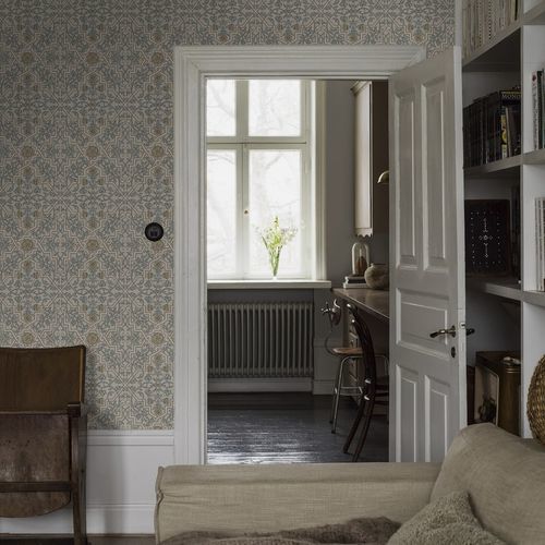 Carta da parati classica - Rosenvinge - Boråstapeter - con motivi floreali / aspetto tessuto / verde
