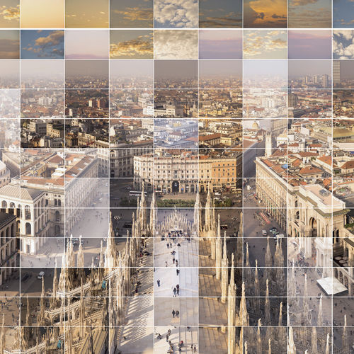 Quadro misto - MILAN LANDSCAPE | PICTURES COLLAGE ART DUOMO - San Polo Art Gallery | Contemporary Art & Design i - su carta / paesaggio / per gallerie d'arte