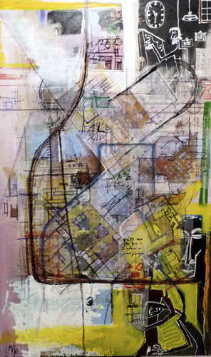 Quadro acrilico - Bottles STRATICOLLAGE - San Polo Art Gallery | Contemporary Art & Design i - misto / astratto / per gallerie d'arte