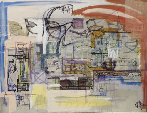 Quadro acrilico - Untitled STRATICOLLAGE - San Polo Art Gallery | Contemporary Art & Design i - misto / astratto / paesaggio