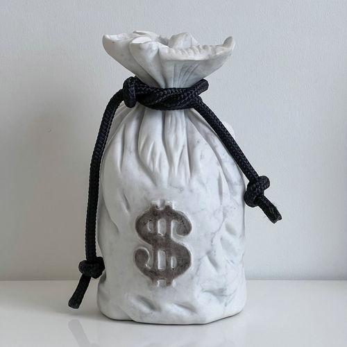 Scultura in marmo - MONEY IS NOTHING?  - San Polo Art Gallery | Contemporary Art & Design i - da appoggio / per gallerie d'arte / bianca