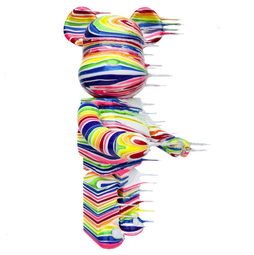 Scultura in metallo - Blown Away 1000% Bearbrick - White Rainbow - San Polo Art Gallery | Contemporary Art & Design i - in resina / bentonitica / in acrilico