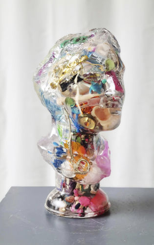 Scultura in resina - CONTAMINATED HEAD - San Polo Art Gallery | Contemporary Art & Design i - da appoggio / contract / multicolore