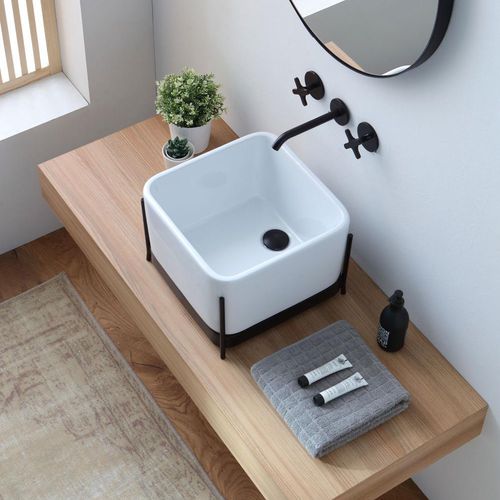 Lavabo da appoggio - BRD01QN - horganica - in ceramica / quadrato / contemporaneo