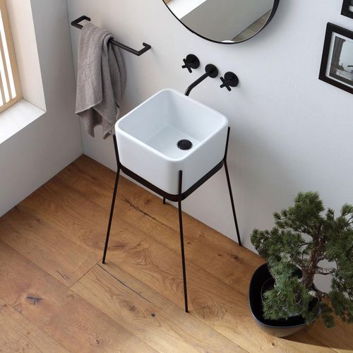 Lavabo autoportante - BRD02QN - horganica - in ceramica / quadrato / contemporaneo