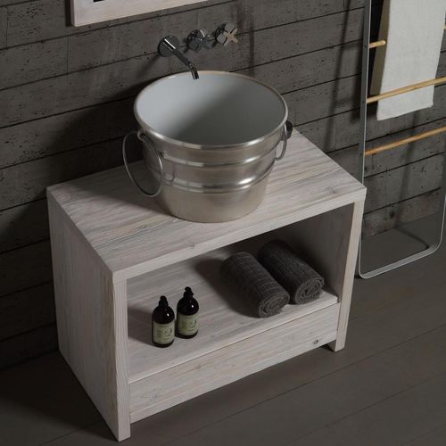 Lavabo da appoggio - BCL02TAR - horganica - in ceramica / con portasalviette integrato / fatto a mano