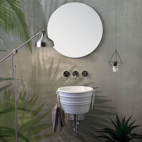 Lavabo da appoggio - BCL03T - horganica - in ceramica / con portasalviette integrato / lucido
