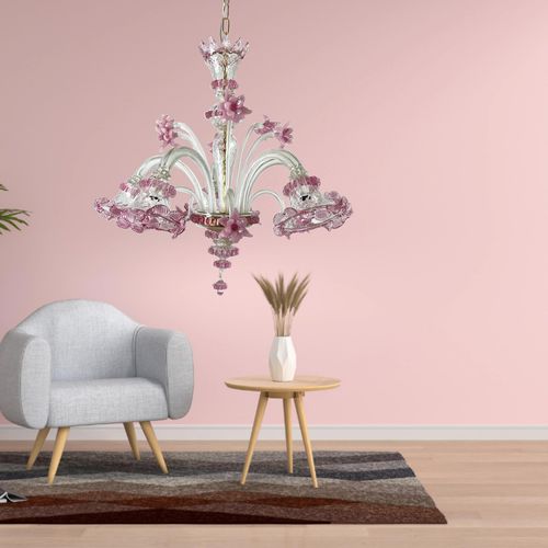 Lampadario contemporaneo - ROSÈ - Magie di Murano - in vetro di Murano / LED / fatto a mano