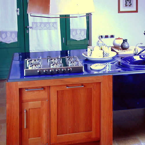 Piano di lavoro in gres porcellanato - Monolite Ipergres - in ceramica / da cucina / blu