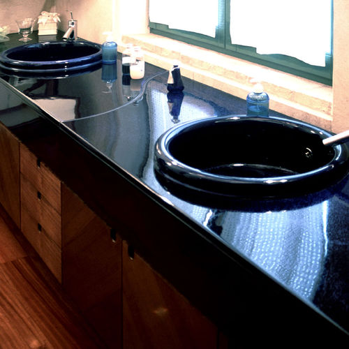 Lavabo da incasso - Monolite Ipergres - in ceramica / fatto a mano / rotondo