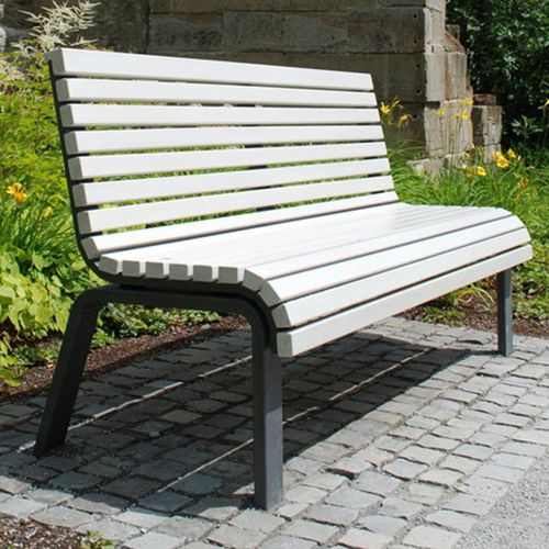 Panca per spazi pubblici classica - ESTIVA - DW Windsor - in legno di latifoglie / in acciaio galvanizzato / in poliestere