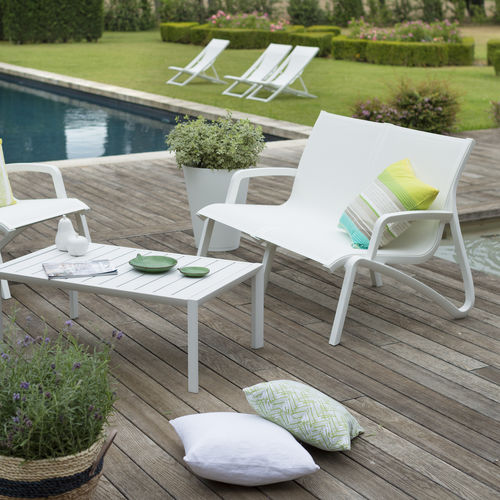 Panca da giardino contemporanea - SUNSET CONVERSATIONNEL - GROSFILLEX - in alluminio / in Textilene® / in fibra di vetro