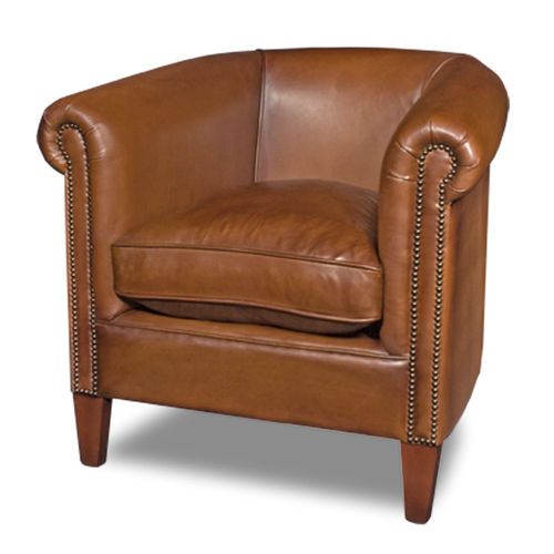Poltrona club classica - ROWLEY - Bendic International - in pelle / con cuscino rimovibile / marrone