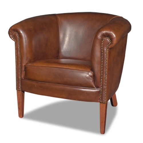 Poltrona club classica - TUB - Bendic International - in pelle / marrone / grigia