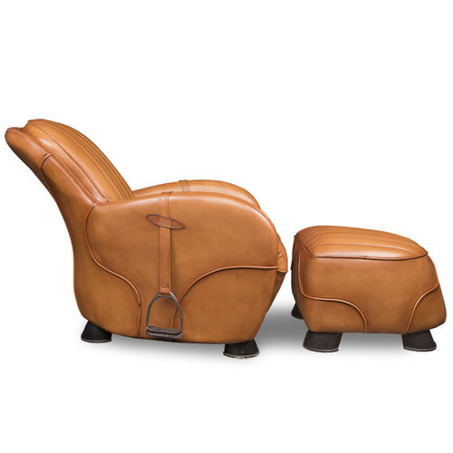 Poltrona classica - RIDING - Bendic International - in pelle / con poggiapiedi / grigia
