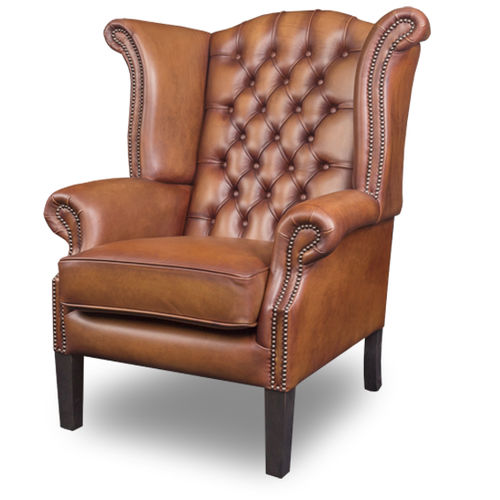 Poltrona chesterfield - SCROLL - Bendic International - in pelle / con cuscino rimovibile / a orecchioni