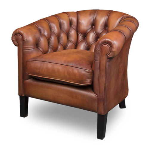 Poltrona chesterfield - TUXFORD - Bendic International - in pelle / con cuscino rimovibile / marrone