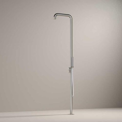 Doccia da giardino classica - AR091 - hotbath - in acciaio inossidabile spazzolato / per uso residenziale / con doccia a mano