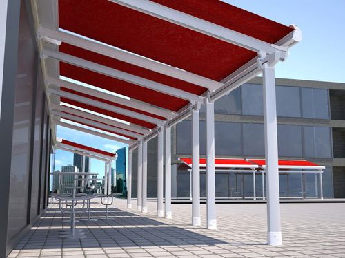 Pergola addossata - ELIOS - Ici Store - in alluminio / in acrilico / con copertura in tela