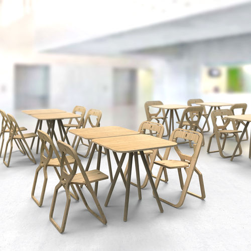 Tavolo da bistrot contemporaneo - Natural - INFINE DESIGN OBJET - in legno / con supporto in legno / quadrato