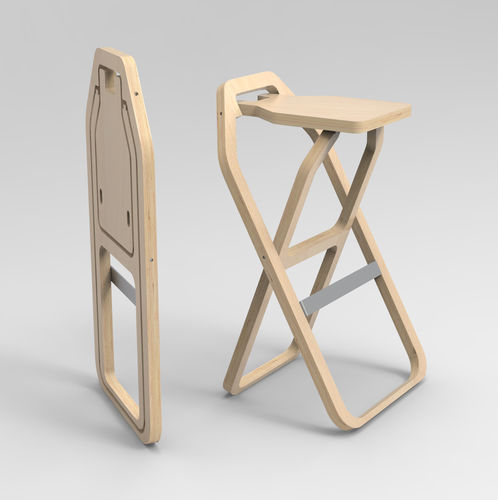 Sgabello da bar contemporaneo - INFINE - INFINE DESIGN OBJET - in legno compensato / in legno tinto / con supporto in compensato