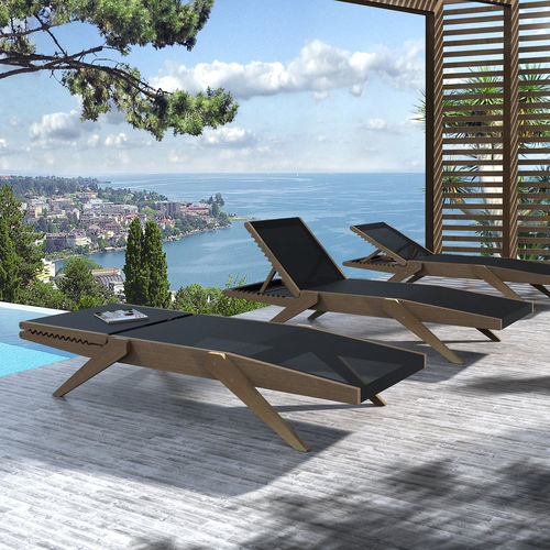 Lettino prendisole contemporaneo - CROCO - INFINE DESIGN OBJET - in tela / in legno esotico / in cumaru
