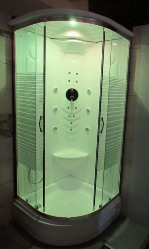Cabina idromassaggio d'angolo - ECO - hydrobs - luminosa / in vetro / in cromo