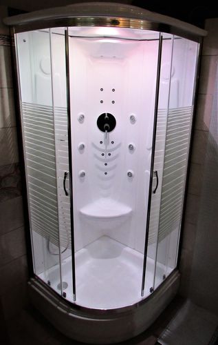 Cabina idromassaggio d'angolo - EXTRA - hydrobs - luminosa / in vetro / in cromo