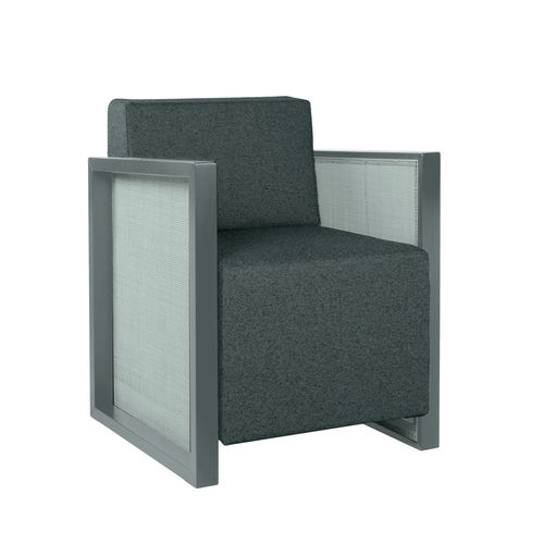 Poltrona contemporanea - QUADRA PO02 - New Life Contract - in tessuto / in pelle / in legno massiccio