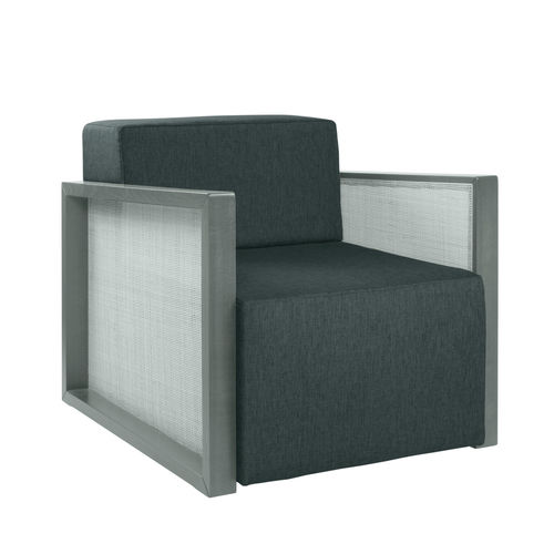 Poltrona contemporanea - QUADRA PL02 - New Life Contract - in tessuto / in pelle / in legno massiccio