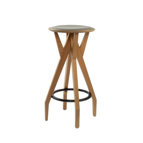 Sgabello da bar contemporaneo - MARTINA SG02 - New Life Contract - in tessuto / in legno compensato / con supporto in faggio