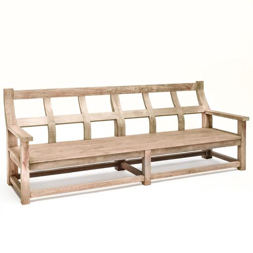 Panca da giardino contemporanea - GUSTAVE - GOMMAIRE - in teak / con schienale / con braccioli