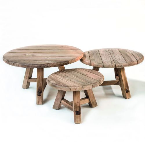 Tavolino basso contemporaneo - ANTON  - GOMMAIRE - in teak / rotondo / per uso residenziale