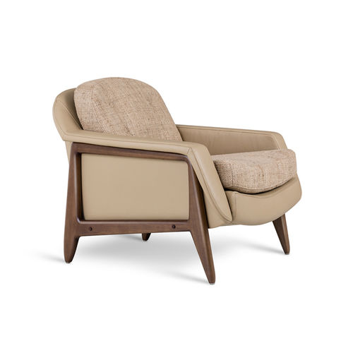 Poltrona contemporanea - STELLA - LinBrasil - in pelle / in legno massiccio / in faggio