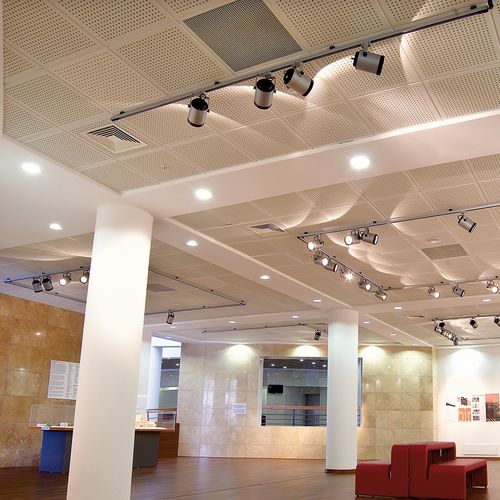 Controsoffitto a base gesso - T-24 LAY-IN - Tacer Ltd. - a quadrotte / acustico / ignifugo