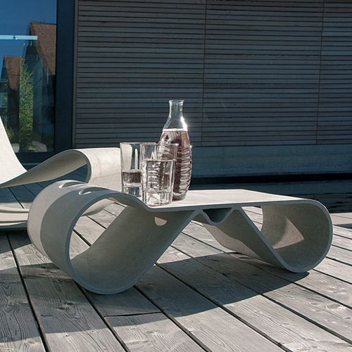 Tavolino basso design originale - WILLY GUHL - green-form - in calcestruzzo fibrorinfrozato / rettangolare / per uso residenziale
