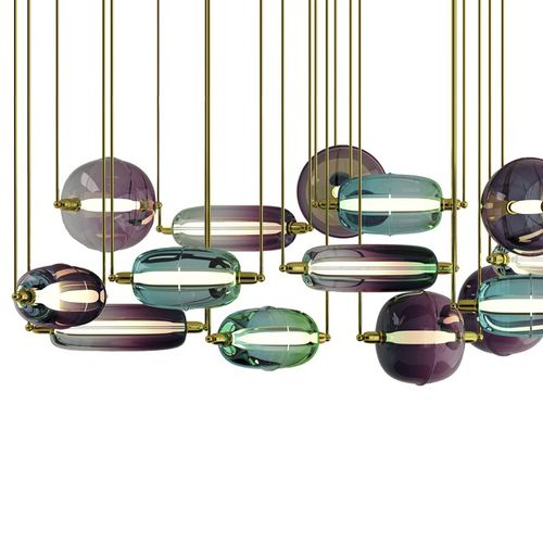 Lampadario contemporaneo - MOIRAI - Sé collections - in vetro / in ottone