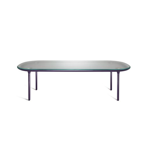 Tavolo da pranzo contemporaneo - FLUTE - Sé collections - in vetro / in acciaio laccato / rettangolare