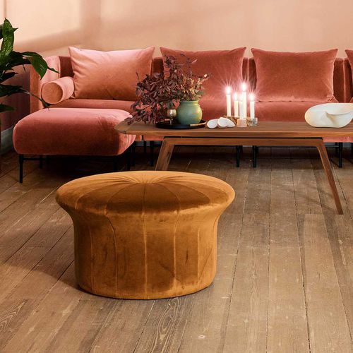 Pouf contemporaneo - GRACE - Warm  Nordic - in tessuto / in pelle / tondo
