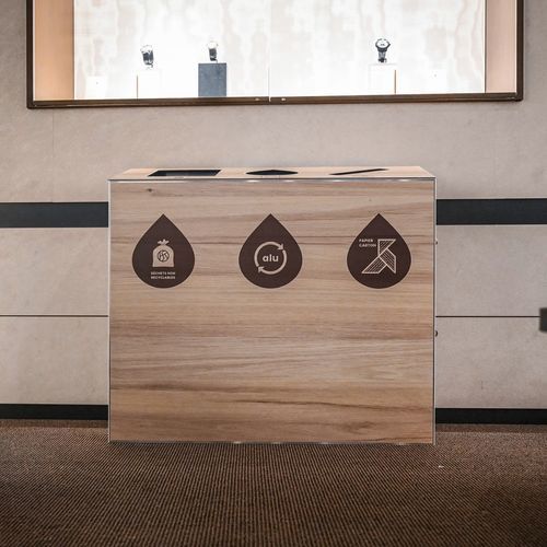 Portarifiuti pubblico - TRIMULTI - Naturen - per raccolta differenziata / in alluminio spazzolato / da interno