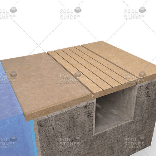 Griglia per canalina in pietra naturale - System No20 - Poolstones - per piscina
