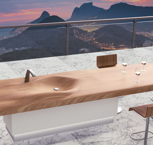 Lavabo da appoggio - OKANDA - QINN DESIGNS - in legno / su misura / rettangolare