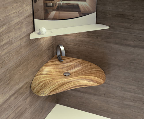 Lavabo sospeso - ALAYA - QINN DESIGNS - in legno / su misura / d'angolo